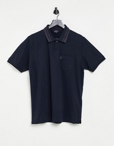 Фактурная футболка-поло с воротником Ben Sherman-Темно-синий