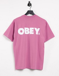 Свободная футболка с принтом на спине Obey-Розовый цвет