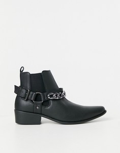 Черные ботинки в стиле вестерн Truffle Collection-Черный цвет