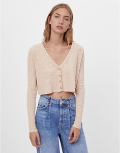 Мягкий бежевый кардиган Bershka