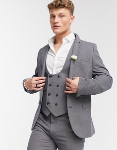 Серый супероблегающий пиджак с легкой фактурной отделкой ASOS DESIGN Wedding-Светло-коричневый