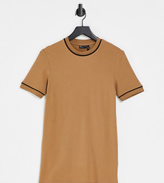 Коричневая облегающая футболка с окантовкой ASOS DESIGN Tall-Многоцветный