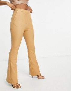 Узкие расклешенные брюки бежевого цвета со швами ASOS DESIGN Hourglass-Бежевый
