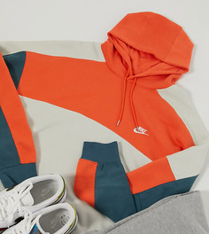 Оранжевый/светло-серый худи расцветки колор блок Nike Plus Club