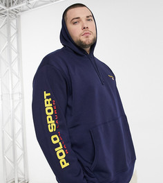 Темно-синее худи с логотипом на рукаве Polo Ralph Lauren Big & Tall Sport-Темно-синий