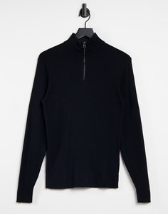 Черный джемпер с короткой молнией Esprit-Черный цвет