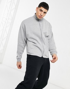 Серая меланжевая спортивная куртка в стиле oversized ASOS DESIGN-Серый