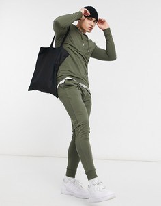Обтягивающий спортивный костюм с супероблегающими джоггерами цвета хаки ASOS DESIGN-Зеленый цвет