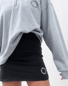 Черная мини-юбка с закругленным нижним краем ASOS DESIGN Weekend Collective-Черный цвет