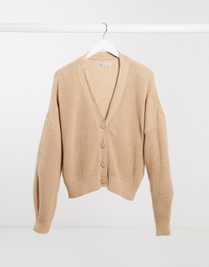 Бежевый свободный кардиган Stradivarius