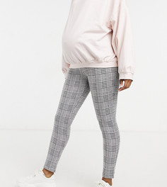 Брюки скинни в жаккардовую клетку ASOS DESIGN Maternity-Многоцветный