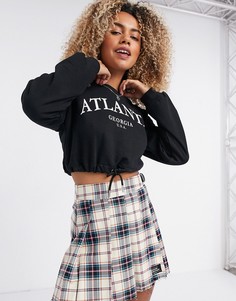 Короткий черный свитшот Bershka