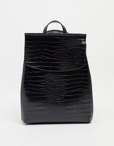 Черный рюкзак с отделкой под кожу крокодила ASOS DESIGN-Черный цвет