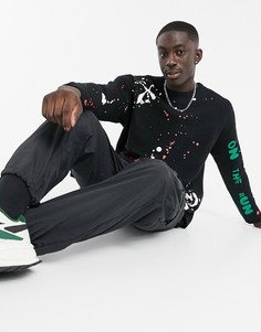 Свободный джемпер с принтом в виде граффити Bershka-Черный