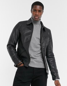 Черная кожаная куртка Schott-Черный цвет