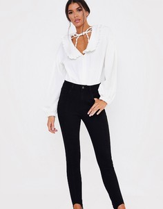 Черные зауженные джинсы со штрипками In The Style x Lorna Luxe-Черный