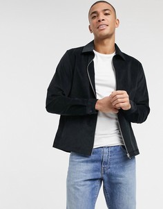 Черная вельветовая рубашка навыпуск River Island-Черный цвет