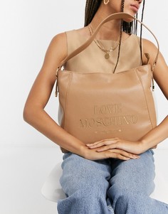 Бежевая сумка-тоут Love Moschino Essential-Бежевый
