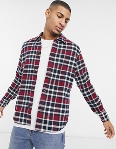Темно-синяя рубашка в клетку из органического хлопка Knowledge Cotton Apparel-Оранжевый цвет