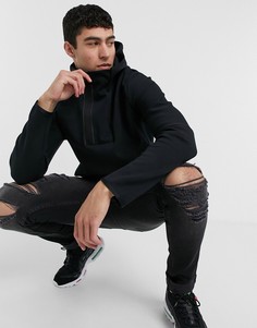 Черное флисовое худи с короткой молнией Nike Tech-Черный цвет