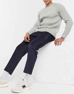 Зауженные книзу вельветовые брюки темно-синего цвета Topman-Темно-синий