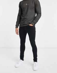 Черные джинсы скинни с рваной отделкой Topman-Черный цвет