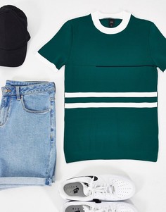 Зеленая футболка в стиле колор блок River Island-Зеленый