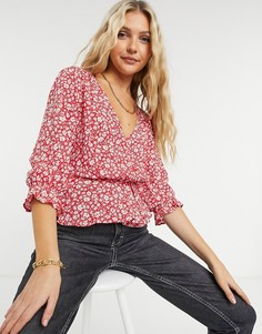 Красная блузка с запахом Miss Selfridge-Красный