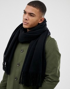 Черный шарф-накидка из 100% шерсти ASOS DESIGN-Черный цвет