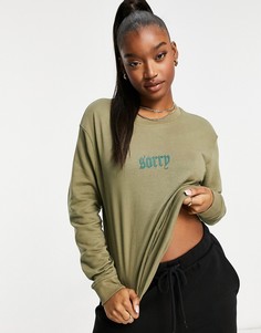 Свитер в стиле oversized с принтом "Sorry" Night Addict-Зеленый цвет
