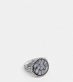 Шлифованное серебристое кольцо с полудрагоценным камнем Reclaimed Vintage Inspired-Серебристый