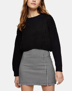 Черный короткий джемпер oversized Topshop-Черный цвет