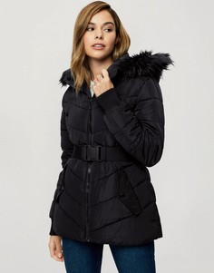 Черная куртка с капюшоном и поясом Miss Selfridge-Черный