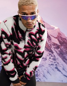 Флисовый свитшот с короткой молнией и принтом в виде граффити ASOS 4505-Белый