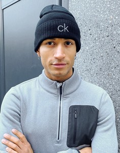 Черная шапка в рубчик с логотипом Calvin Klein Golf-Черный