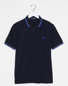 Темно-синее поло с отделкой на воротнике Fred Perry-Темно-синий