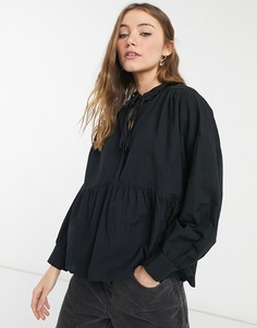 Черная блузка с баской Topshop-Черный цвет