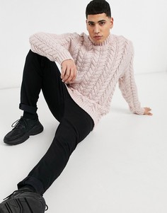 Лиловый плотный трикотажный джемпер с имитацией ручной вязки ASOS DESIGN-Фиолетовый