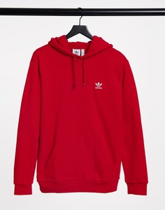 Красный худи с маленьким логотипом-трилистником adidas Originals essentials