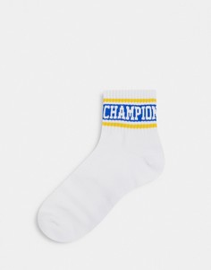 Бело-желтые носки до щиколотки в стиле ретро Champion-Белый