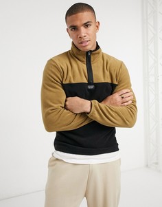 Коричневый флисовый свитшот с короткой молнией Jack & Jones Core-Светло-коричневый