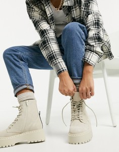 Массивные ботинки бежевого цвета со шнуровкой из искусственной замши Steve Madden Skylar-Бежевый