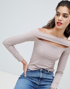 Топ с открытыми плечами и длинными рукавами ASOS DESIGN going out-Розовый