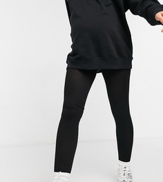 Черные леггинсы для будущих мам в рубчик из экологичной вискозы Lindex-Черный