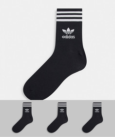 3 пары черных носков до щиколотки adidas Originals-Черный цвет