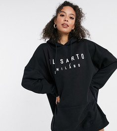 Черное платье-худи в стиле oversized Il Sarto Tall-Черный цвет