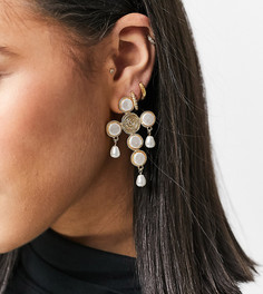 Золотистые серьги в виде креста с искусственным жемчугом Reclaimed Vintage inspired-Серебристый