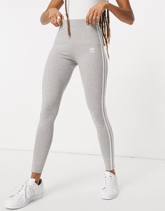 Серые леггинсы с тремя фирменными полосками adidas Originals adicolor-Серый