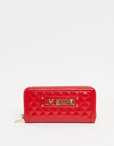 Большой красный стеганый кошелек Love Moschino