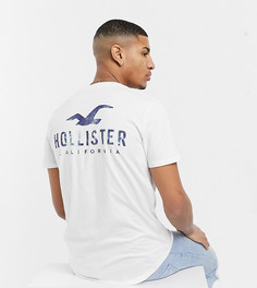 Белая футболка с асимметричным краем и логотипом спереди и сзади Hollister эксклюзивно для ASOS-Белый